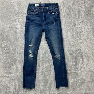 Mother The Dazzler Ankle Fray Mid Rise Distressed Jeans Size 25 Weekend Warrior